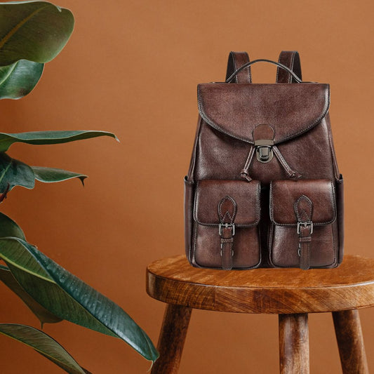 YUHIB Women Vintage Genuine Leather Backpack