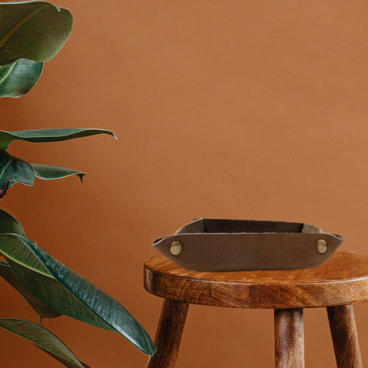 Genuine Leather Valet Tray | Desk Organizer | Leather Catchall Tray