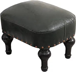 Leather Footrest Wood Ottoman,Rustic Foot Stools Ottoman Seat