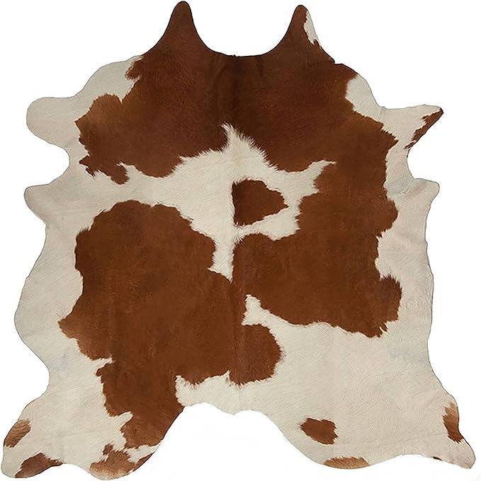 Brown & White Cowhide Leather Rug Natural Premium Cow Skin Hide