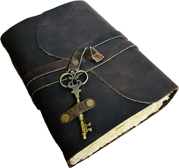 Vintage Leather Journal - Antique Handmade Deckle Edge
