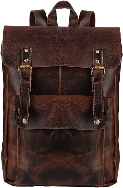 Vintage Genuine Goat Leather Backpack for Women and Men