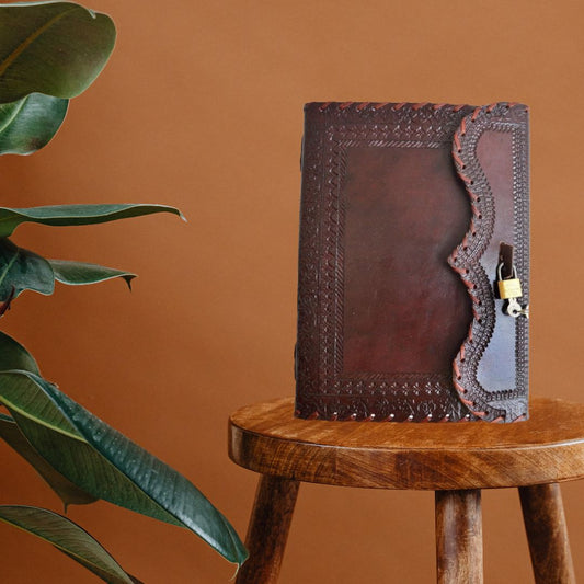 Leather Journal with lock Handmade Notepad Men & Women
