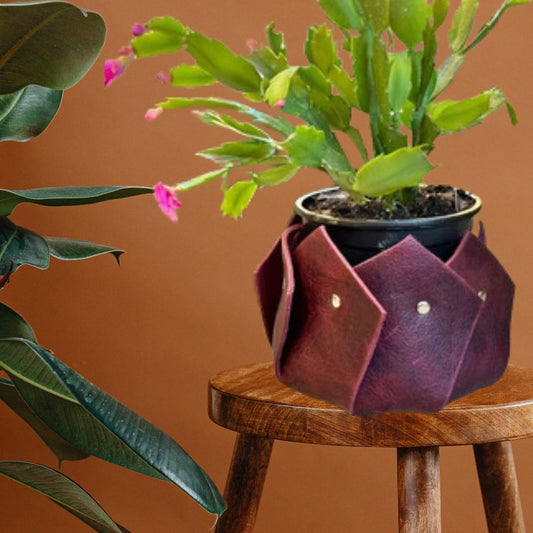 Leather Planter Cover | Leather Flower Vase Cover