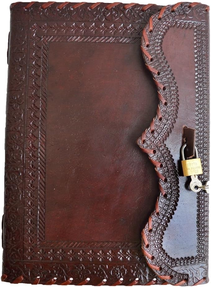 Leather Journal with lock Handmade Notepad Men & Women