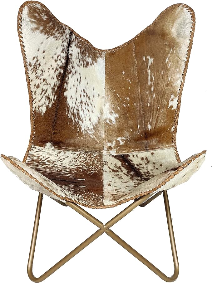 Hair On Leather Butterfly Chair - Living Room  Chair