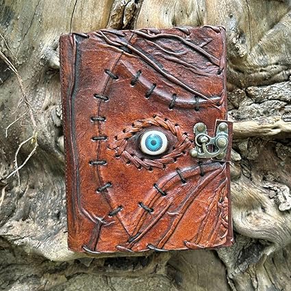 Hocus Pocus Leather Journal Blank Spell Book of Shadows with Lock Clasp Prop