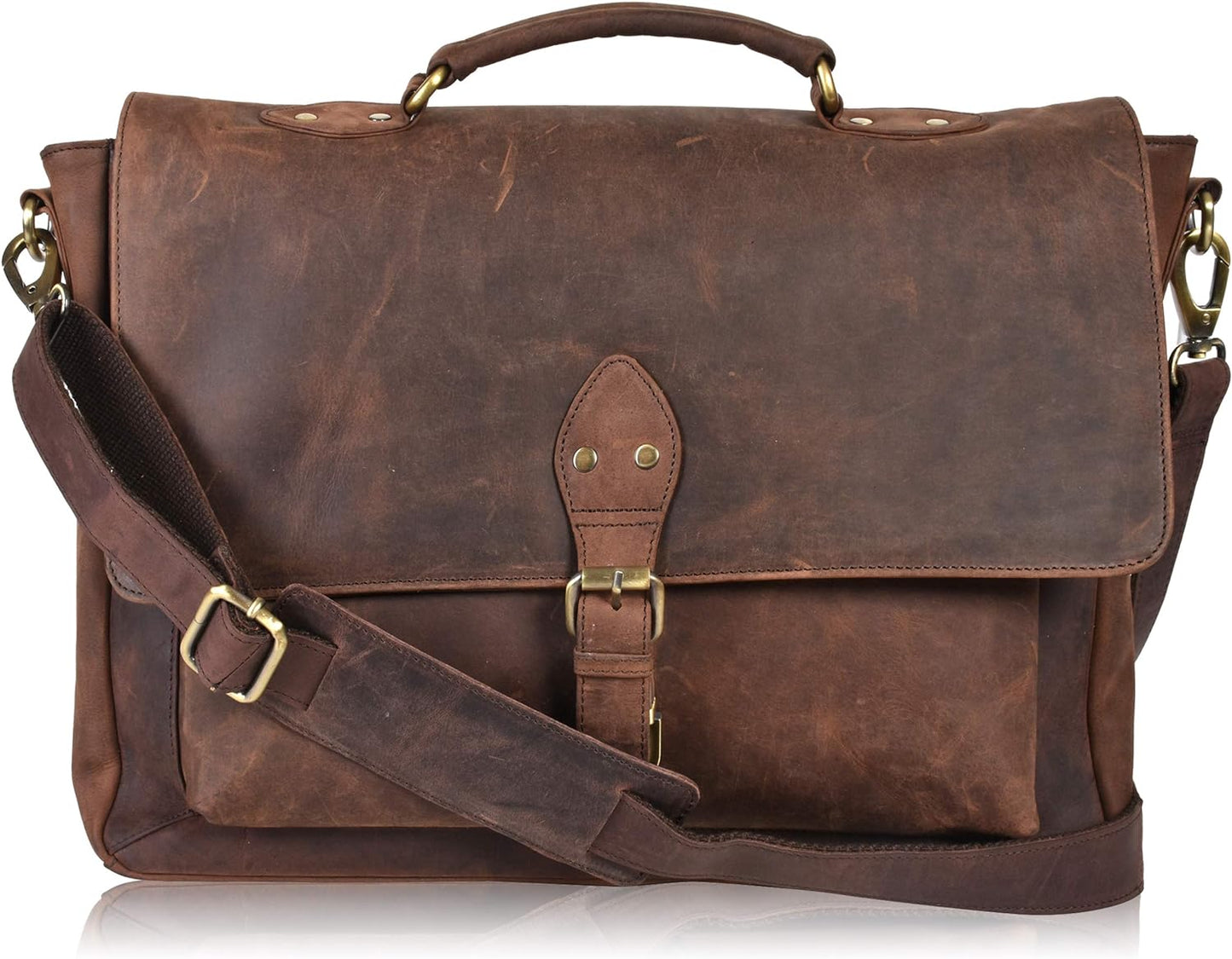 Leather Laptop Messenger Bag Office Briefcase Travel Bag For Men