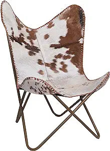 Home Decor Genuine Leather Butterfly Arm Chair – Cow Hide Chair Hair On Sitting Chair