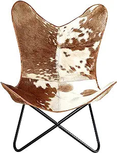 Genuine Leather Butterfly Arm Chair – Cow Hide Chair