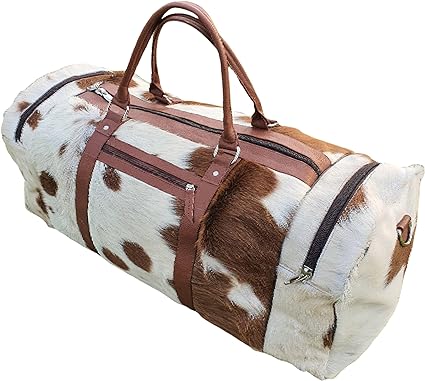 Weekender Bag Real Cowhide Leather Duffle Gym Bag