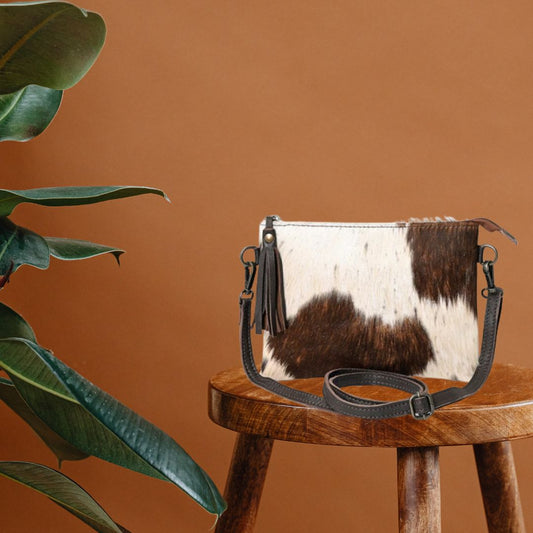 cowhide and hair on Pouch bag crossbody Bag
