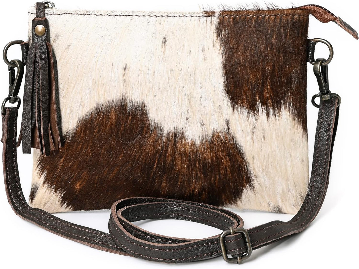 cowhide and hair on Pouch bag crossbody Bag