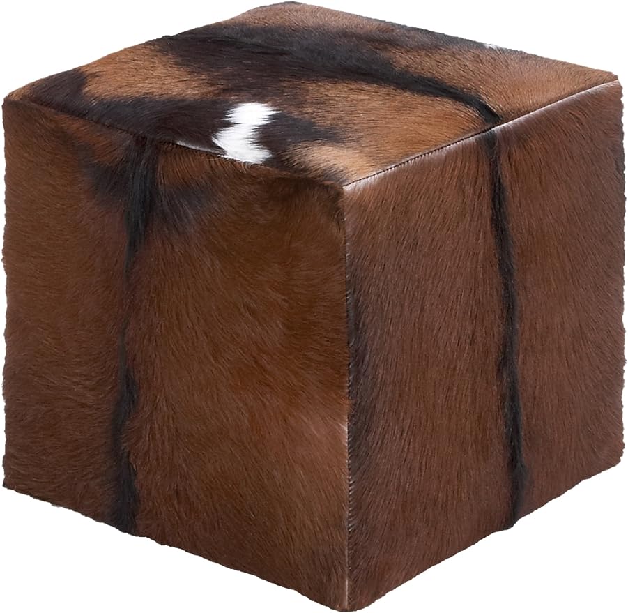 Rustic Leather Square Stool