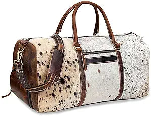 Cowhide & Leather Travel Bag, Hair On Leather Duffel Bag