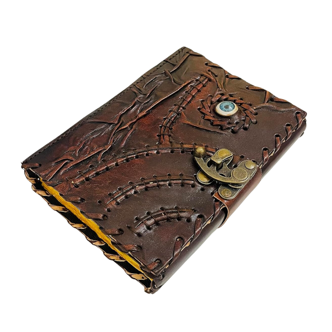 Hocus pocus book of spell prop vintage leather journal