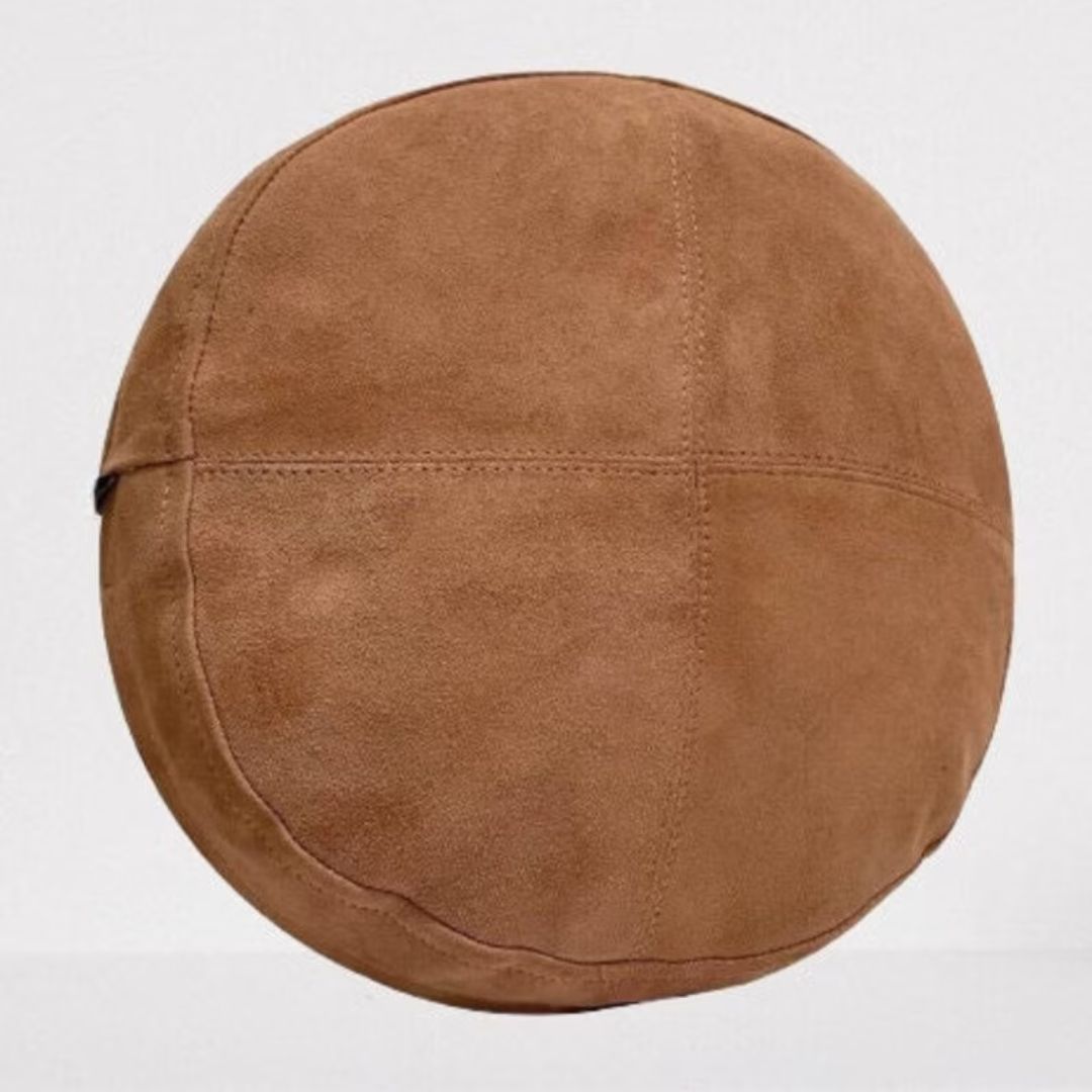Vintage Round LEATHER PILLOW COVER, Sofa Cushion Case