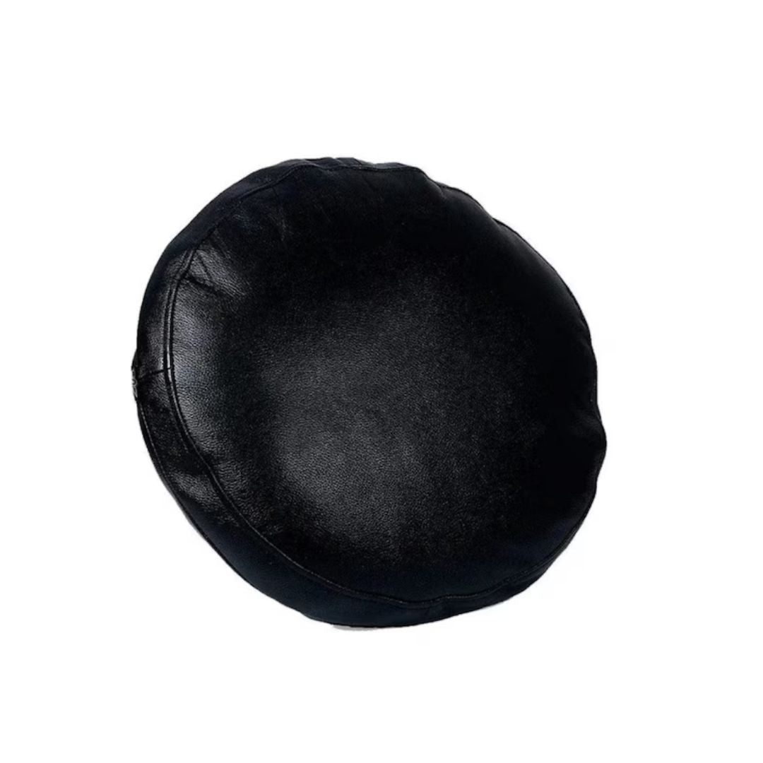 100% Lambskin Round Leather Pillow Cover - Sofa Cushion Case