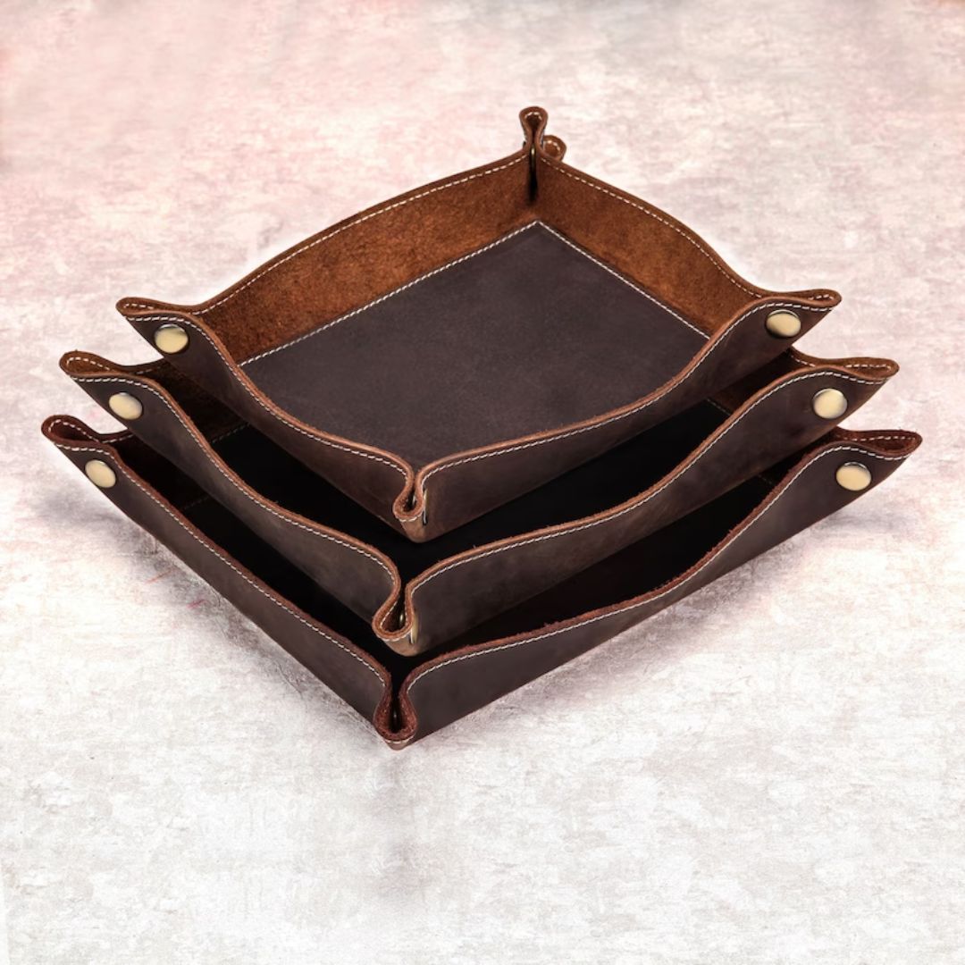 Leather Tray For Men Handcrafted Catch All Tray and Valet Tray