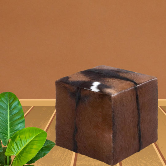 Rustic Leather Square Stool