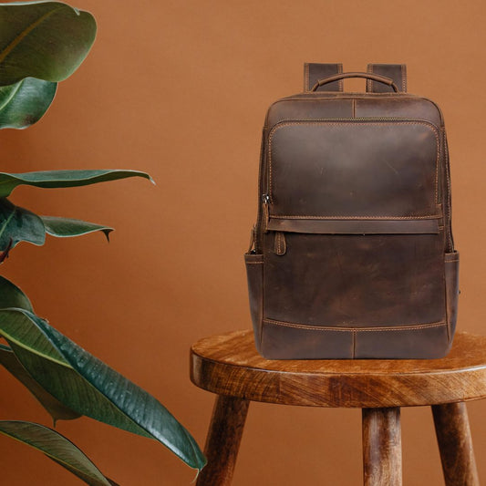 Vintage Genuine Leather 14 Inch Laptop Backpack,