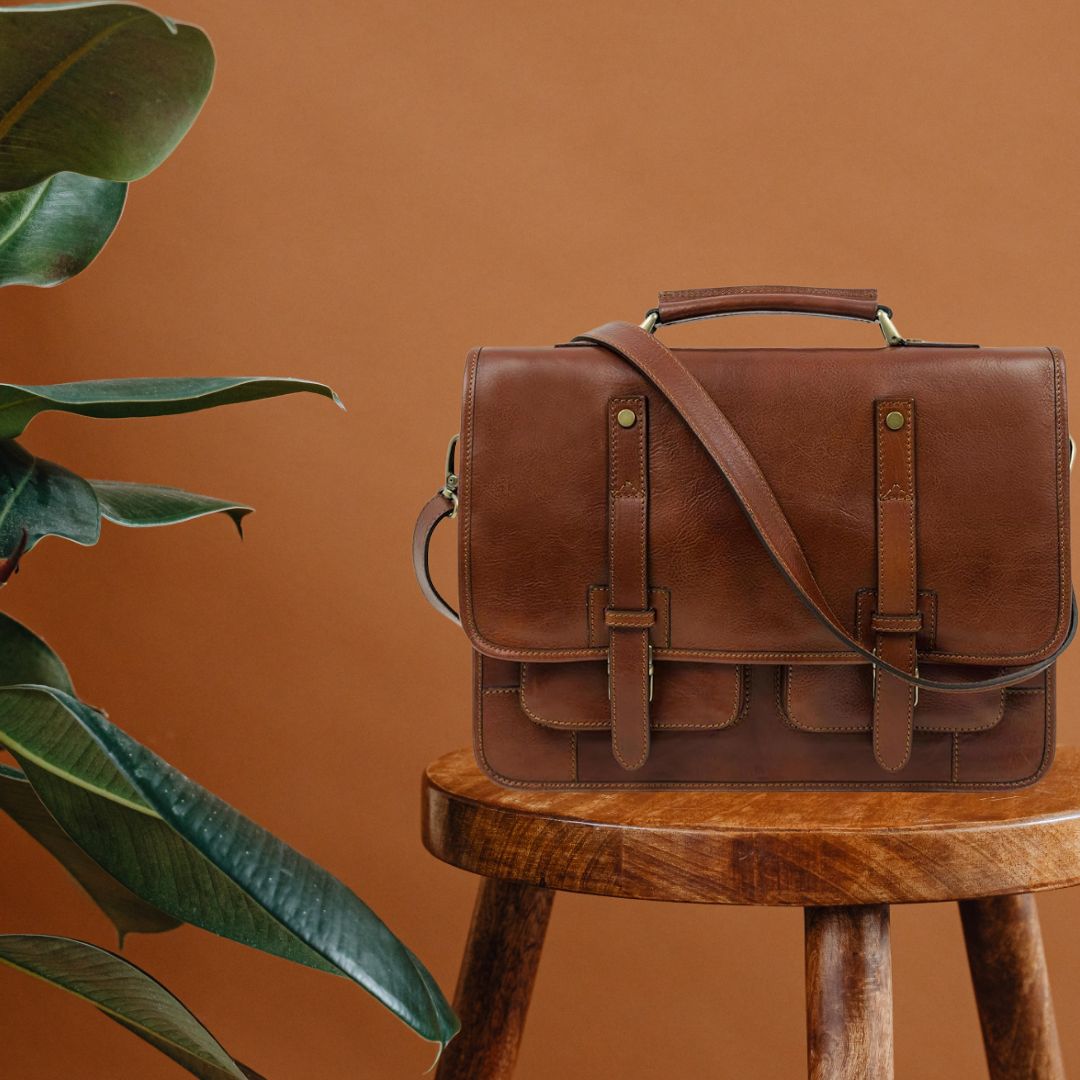 Leather Briefcase for Men - Business Laptop Bag