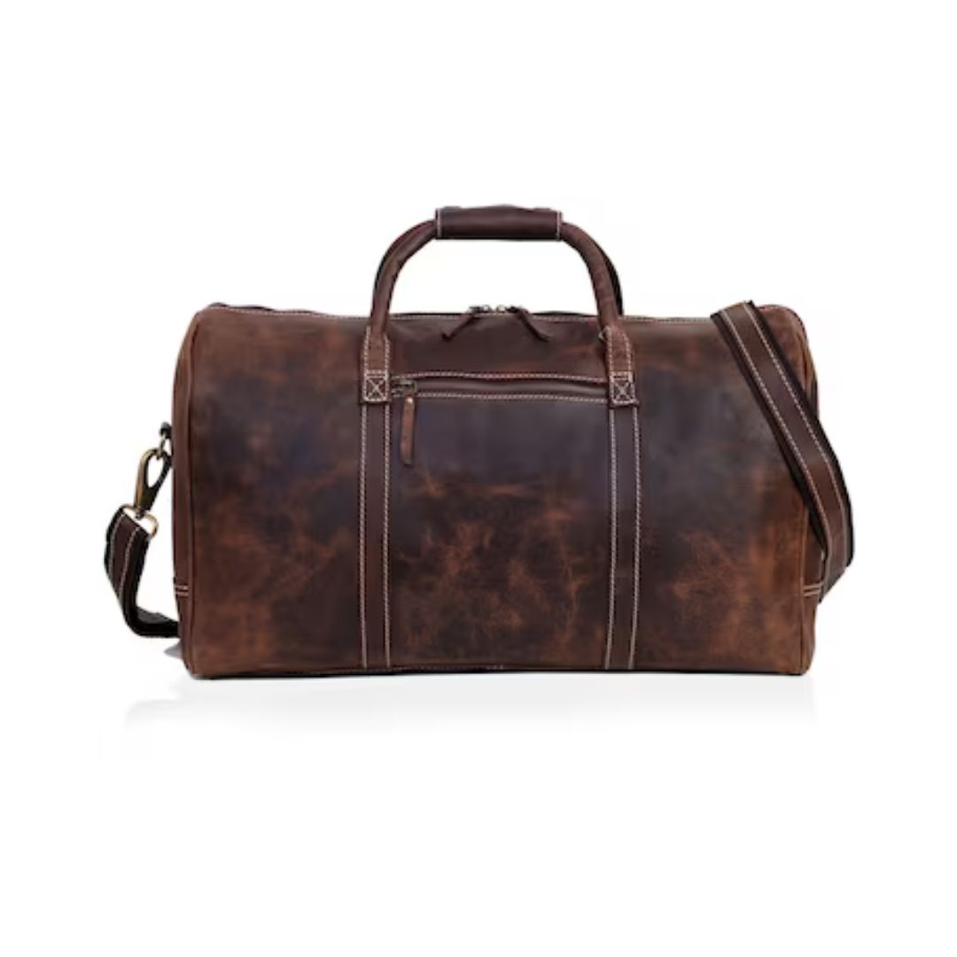 Full Grain Leather Duffle Bag/Monogrammed  Weekender Bag
