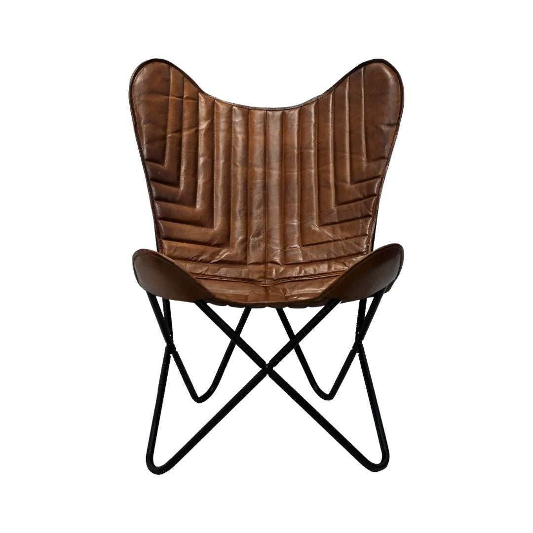 Leather Butterfly Chair-Handmade with Powder Coated  Chair