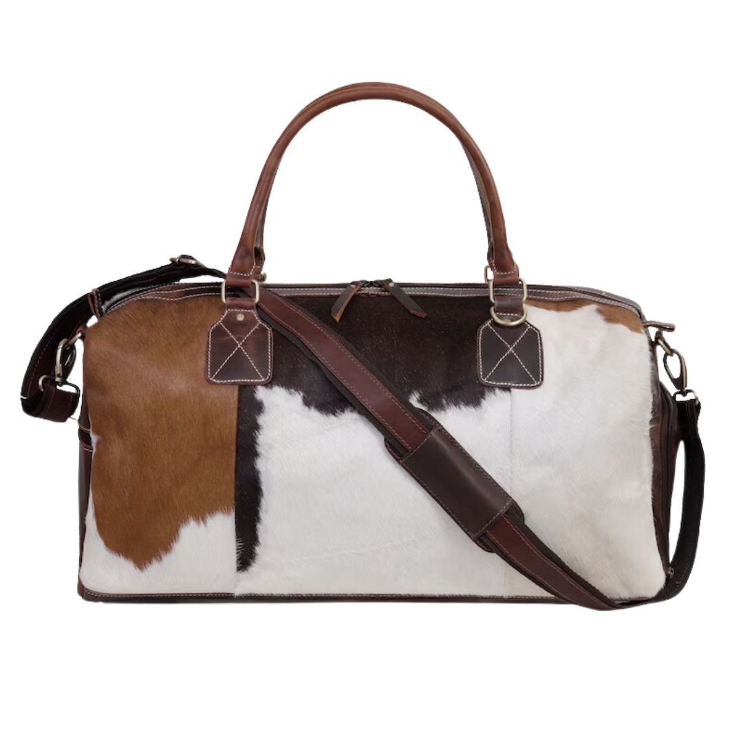Real Cowhide Leather Duffel Bag  Travel Bag