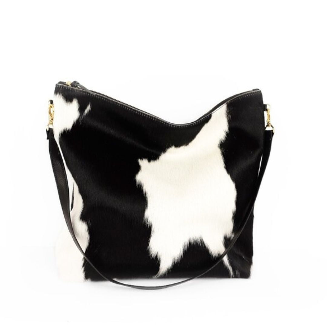 Black and White Cowhide Hobo Purse | Bag | Carryall