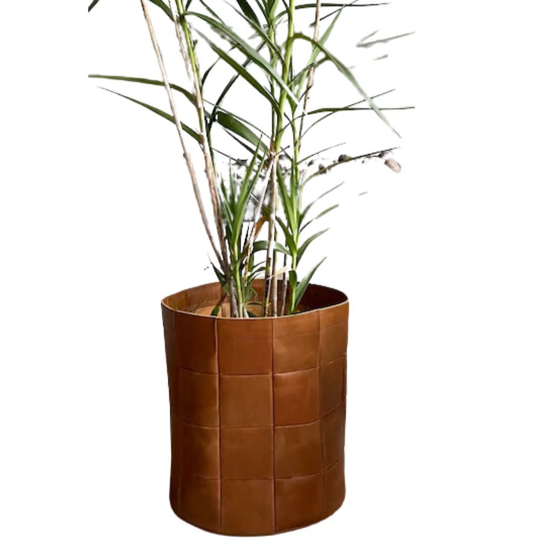 Leather Planter Pot |Small Leather Gift | Leather Home Decor