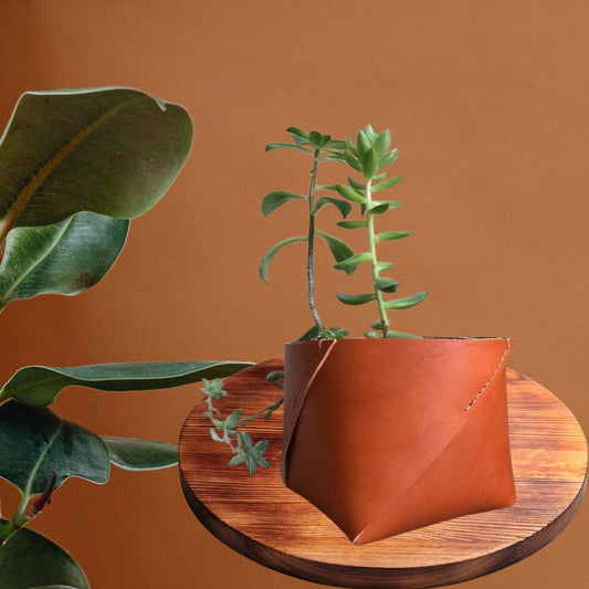 Leather Planter | Leather Container | Decorative Leather Box