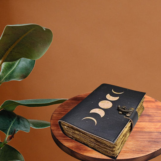 Sun Moon Leather Journal Handmade Vintage Paper