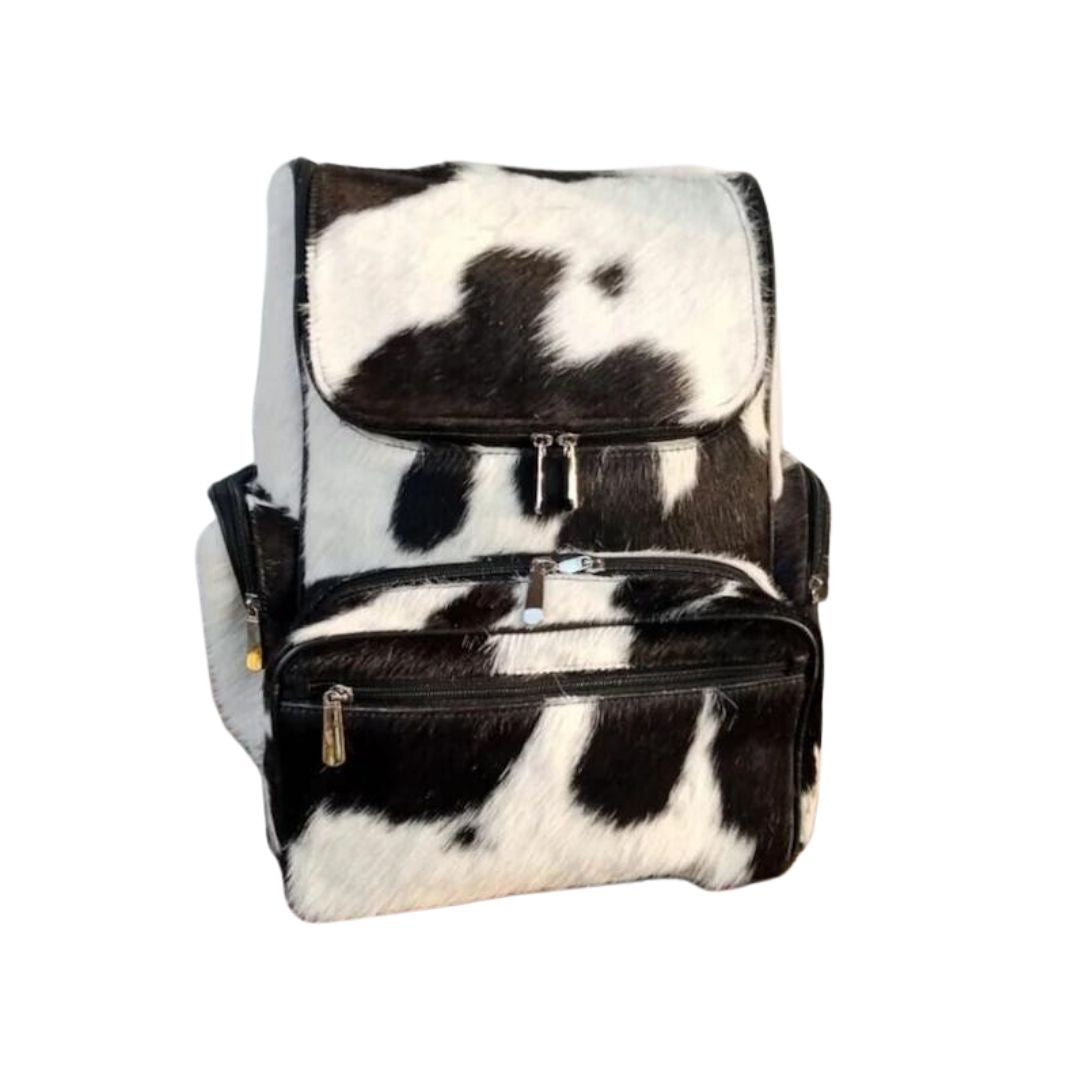 Genuine black and white cow hairon diaper backpack