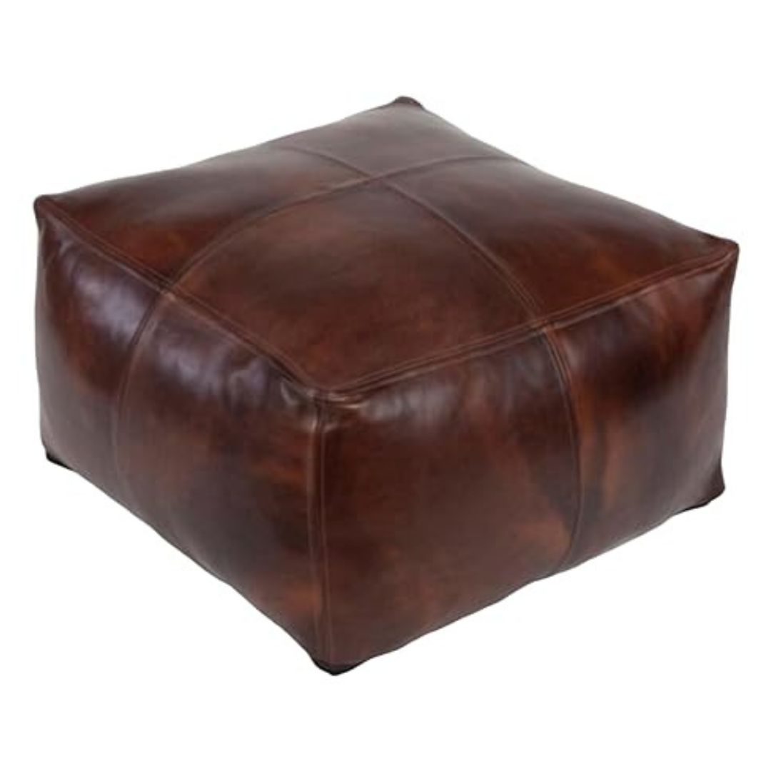 Leather Pouf Moroccan Pouf Genuine Leather
