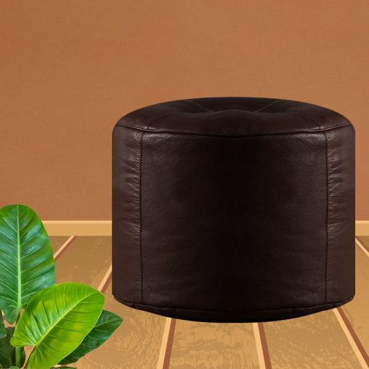 Genuine Cowhide Leather Poufe