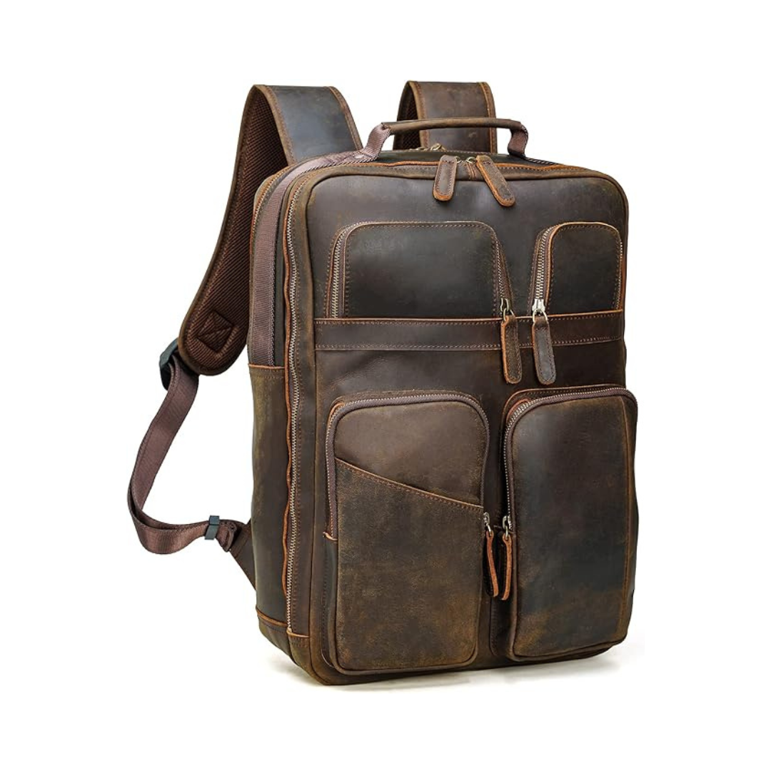 Full Grain Leather Backpack for Men and Women