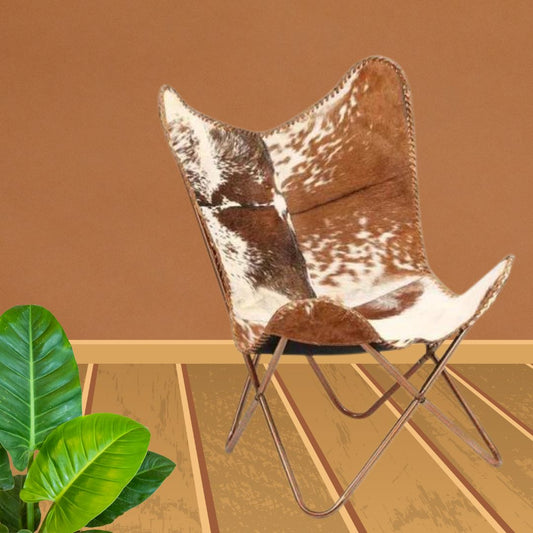 The Sky Home Decor Genuine Goat Leather Butterfly Arm Chair