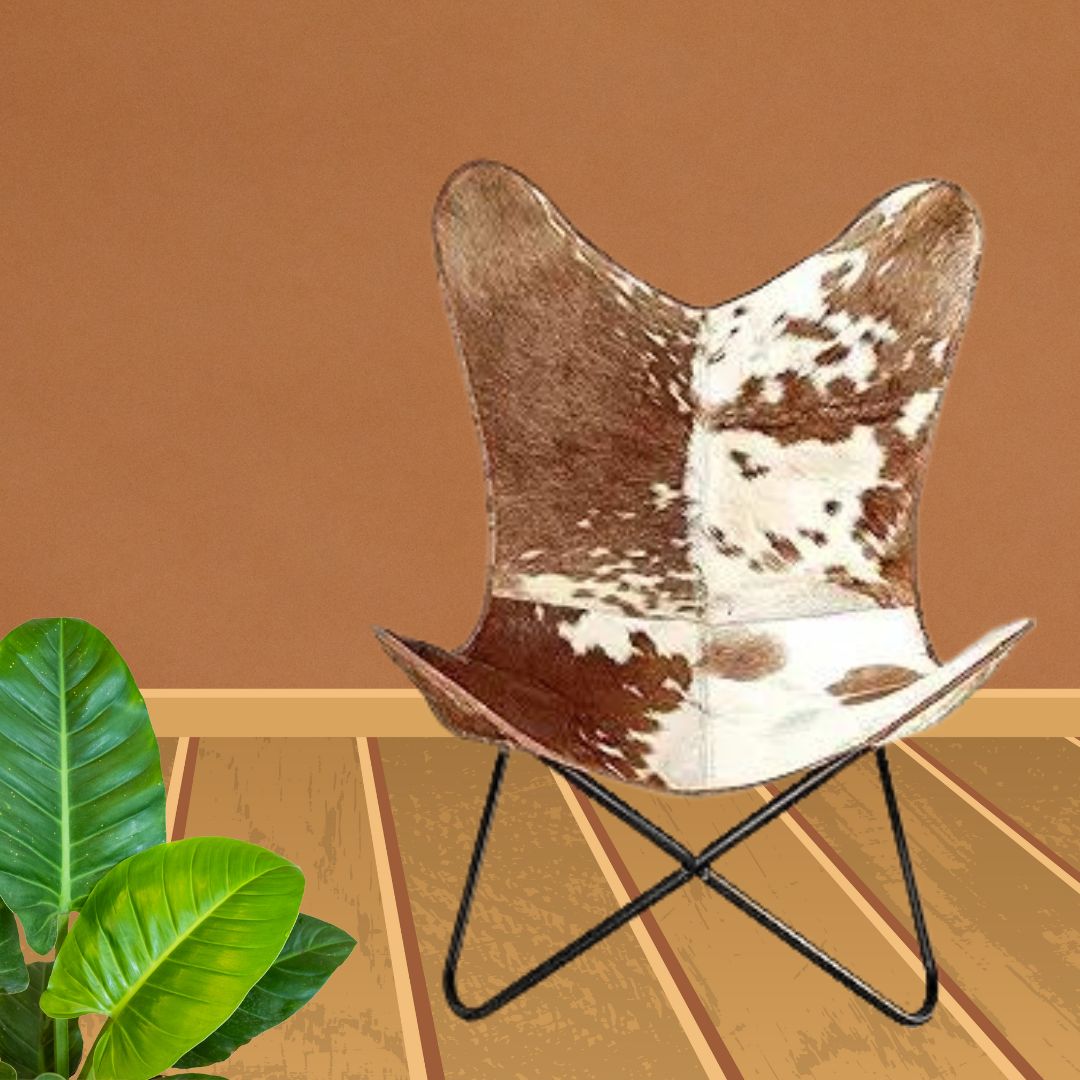 Genuine Leather Butterfly Arm Chair – Cow Hide Chair