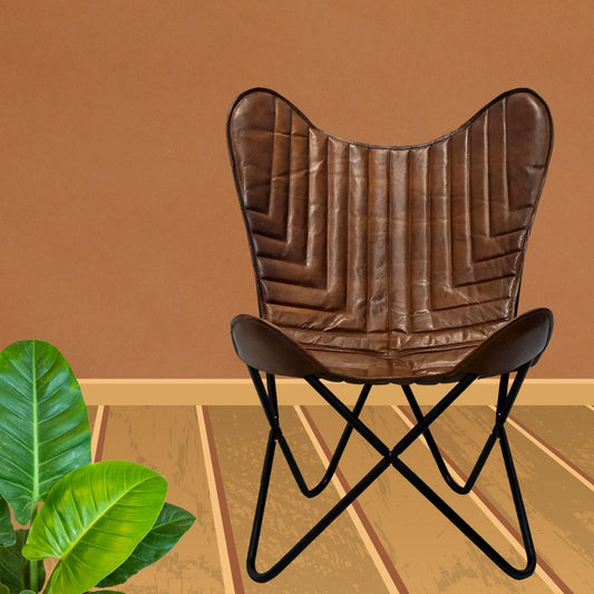 Leather Butterfly Chair-Handmade with Powder Coated  Chair