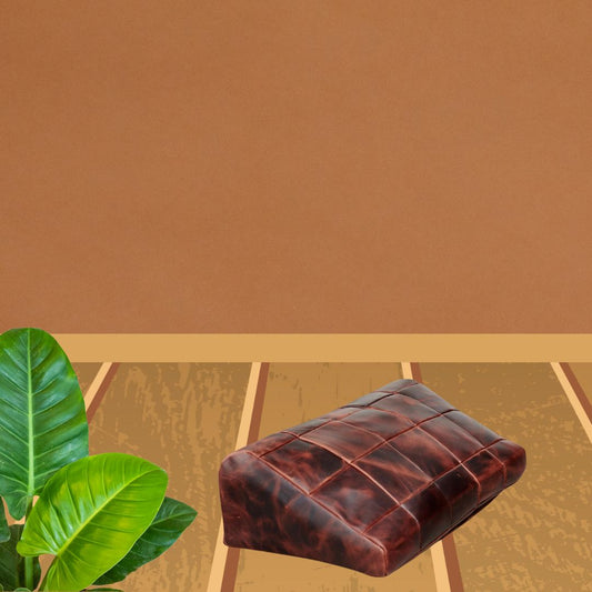 Distressed Cognac Leather Footrest Cover, Ergonomic, Foot Rest Desk