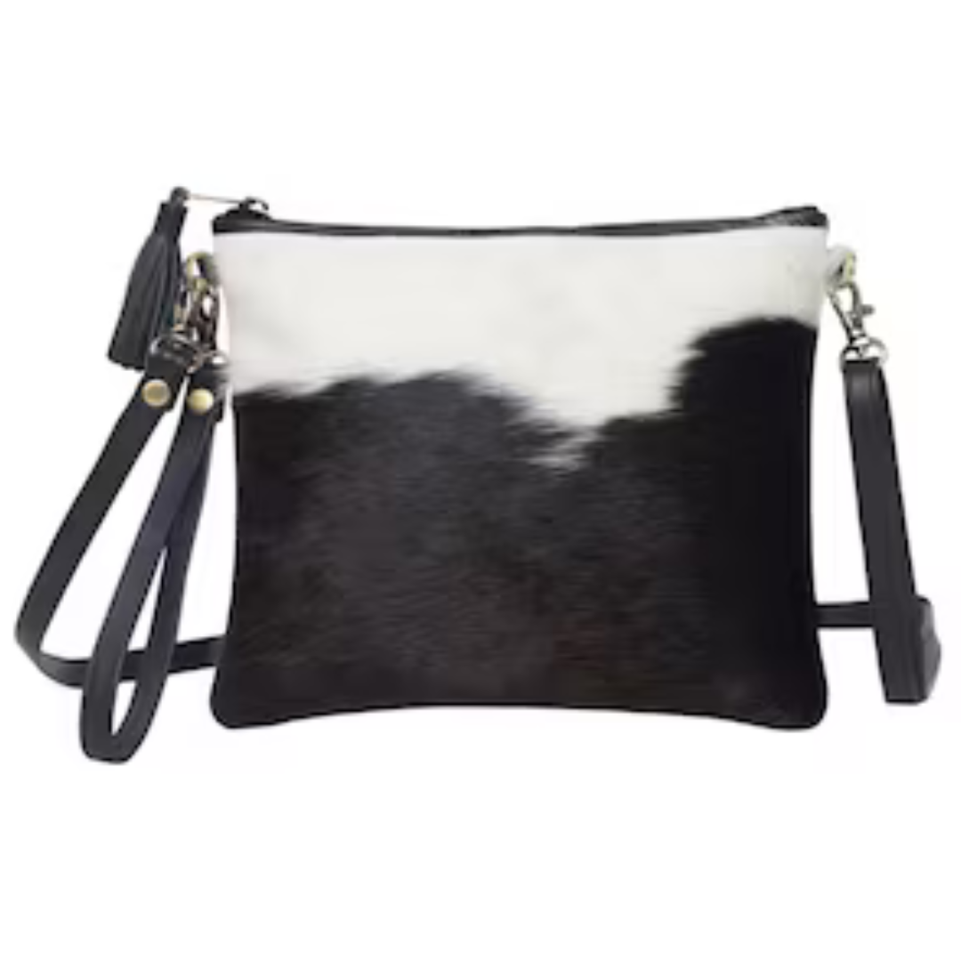 Natural Black and White Cowhide Purse