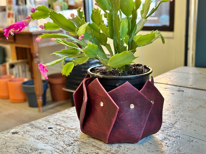 Leather Planter Cover | Leather Flower Vase Cover