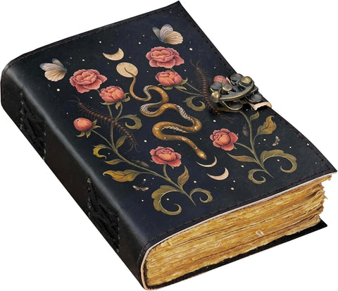 Serpent Garden Printed journal Made with Goat Leather And Handmade Deckle Edge Vintage Paper
