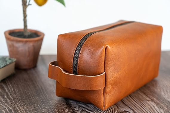 Leather Toiletry Bag, Leather Dopp Kit For Mens
